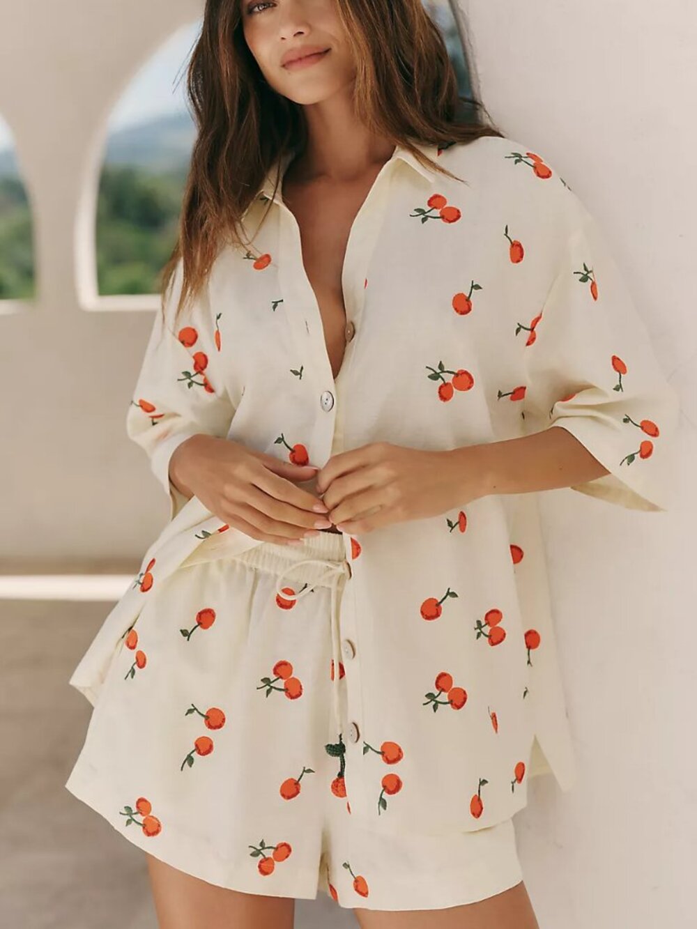 Farm Rio 100% Cotton Emroidered Cherry Top
